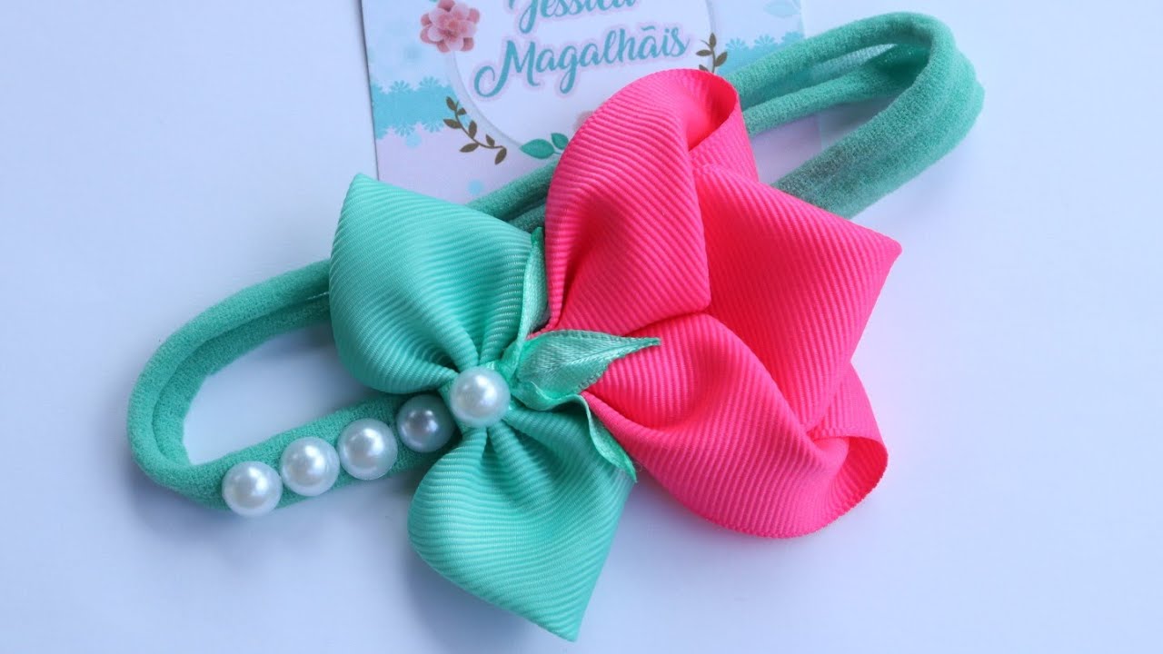 Laço Flor Tulipa - Laço Flor Rosa - Flor Fácil - Laço De Gorgurão Fácil - Sash flower - handmade