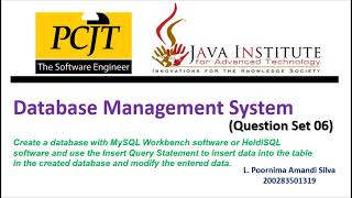 DBMS Question Set 06 | 1st Year | Semester 01 | Java Institute
