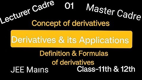 Derivatives and its Applications | Master Cadre maths 2023 | Most Important concept of derivatives