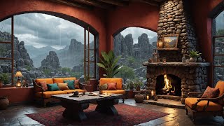 Rain sounds for relaxing with crackling fireplace in Spanish casa asmr  #Spanish #Rain #RainSounds