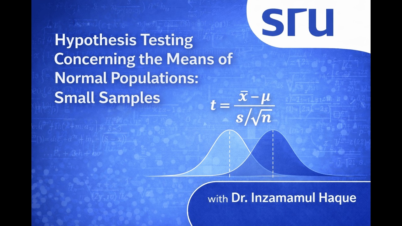 Lecture 9 | Hypothesis testing concerning the Means of small samples ...