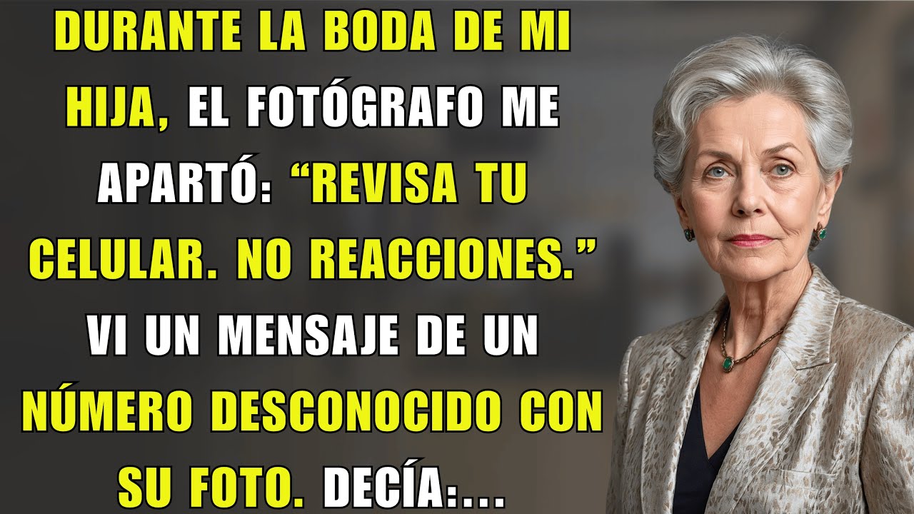 En la boda de mi hija, el fotógrafo susurró: “Revisa tu celular. No reacciones.” Vi...