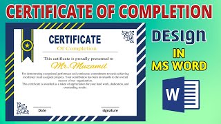 Certificate of Completion Design Ms word | Professional Certificate Design ms word 