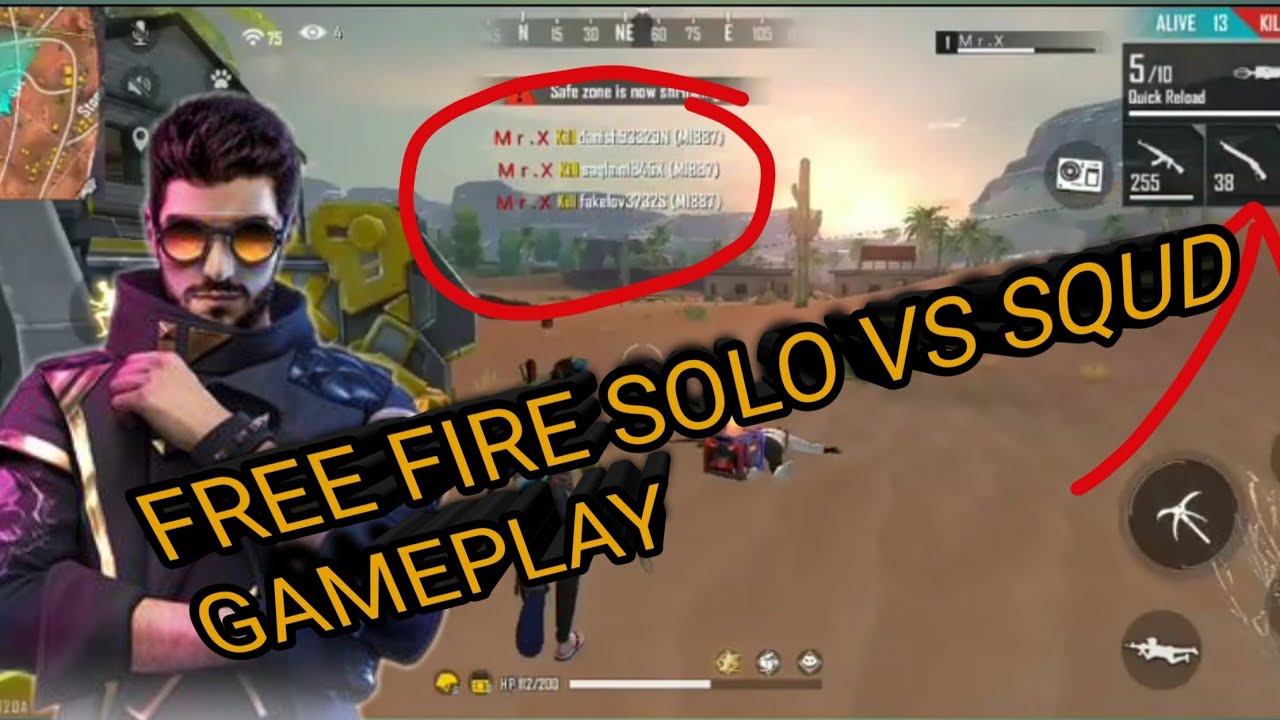 Free Fire solo vs squad rush gameplay - YouTube