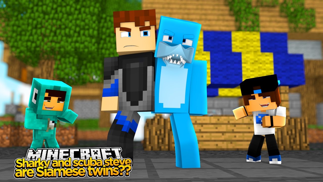 Minecraft - SHARKY AND SCUBA STEVE ARE STUCK TOGETHER??