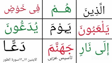 تعلم القراءة/ نتعلم قراءة الايتين ١٢_١٣من سورة الطور