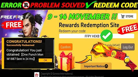 FREE FIRE REDEEM CODE TODAY 10 NOVEMBER REDEEM CODE FREE FIRE | FF REDEEM CODE TODAY 10 NOVEMBER