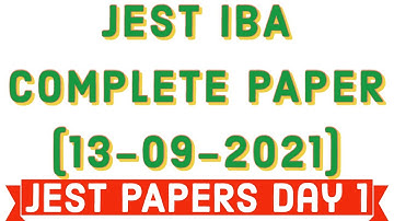 TODAYS JEST IBA | Complete PAPER | DAY1 13 September 2021