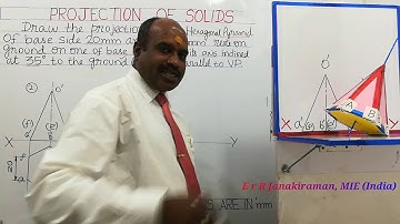 Projection of Hexagonal Pyramid with Side rests on HP On Engineering Graphics UNIT 3 in Tamil