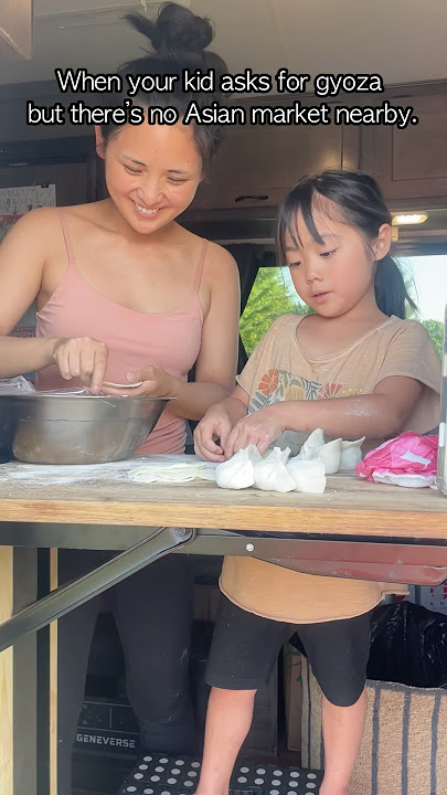 Japanese Mother Daughter Living on the Road Making Gyoza in RV Kitchen