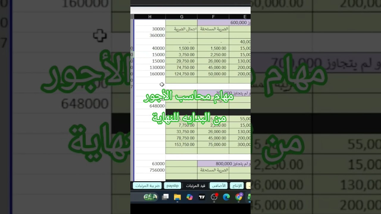 ⁣مهام محاسب الأجور من شيت المرتبات والضرائب للقيد المحاسبي والـ PaySlip