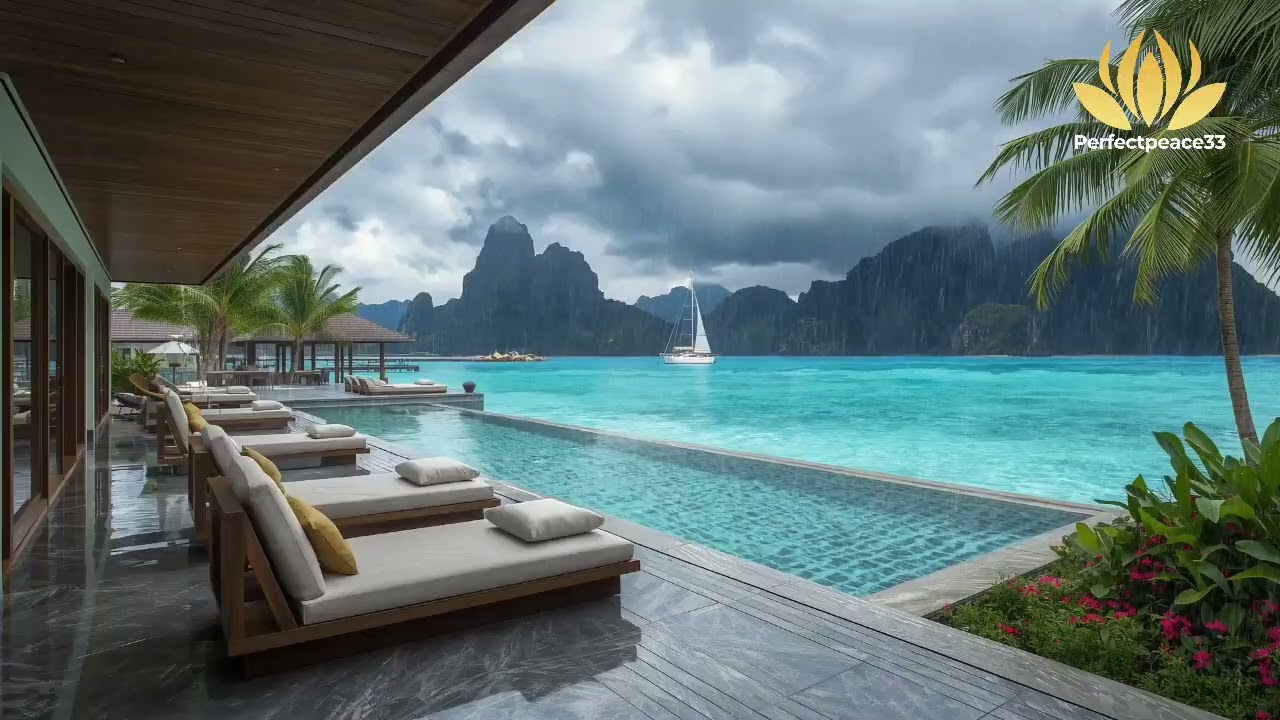 Refreshing Rain at an Island Resort by the Sea