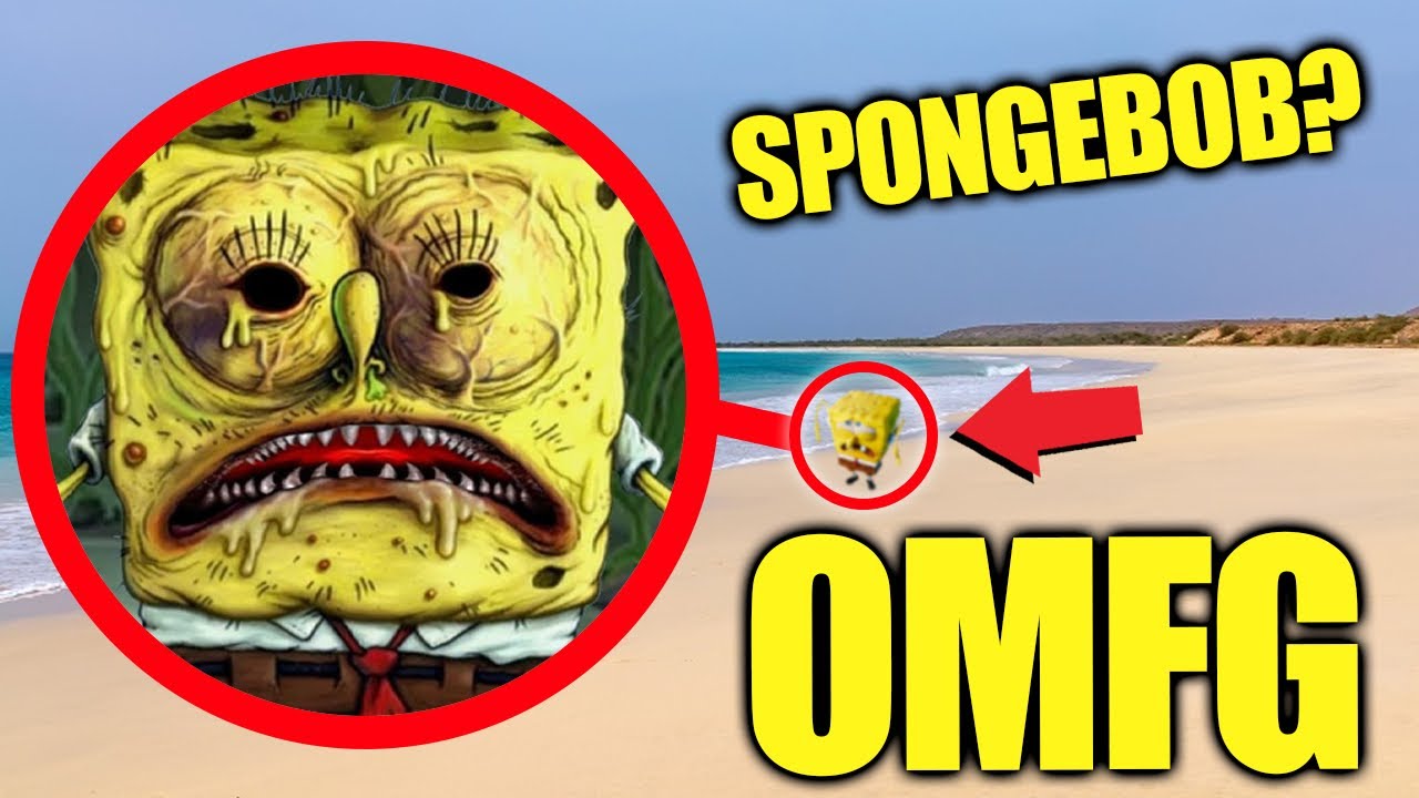 DRONE CATCHES SPONGEBOB.EXE AT THE BEACH!! *SPONGEBOB.EXE IN REAL LIFE*