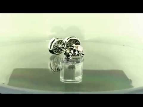 Platinum Diamond Halo Stud Earrings 0.84 Carat Bezel And Micro Pave Handmade