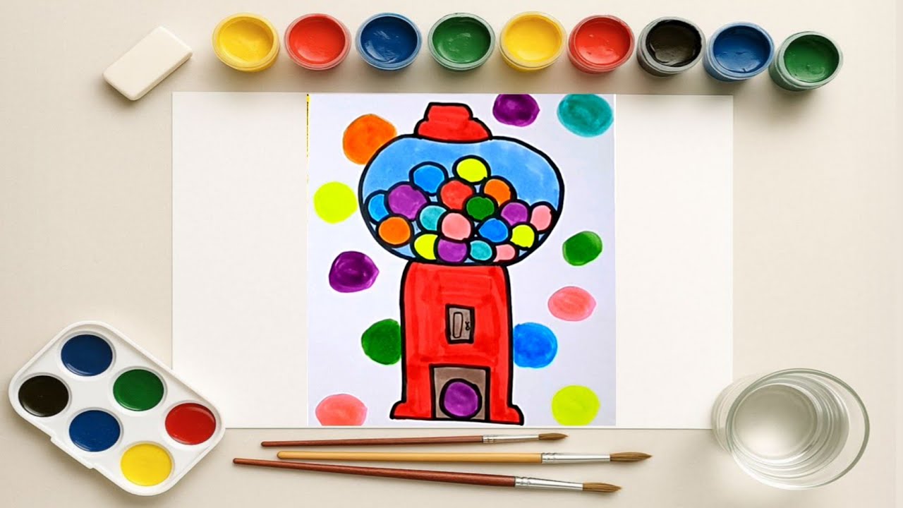 🍬 Colorful Gumball Candy Machine Drawing | #easydrawing #howtodraw #drawing #art 