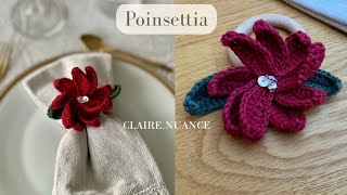 Poinsettia au crochet Rond de serviette de Noël au crochet pour une déco de table traditionnelle