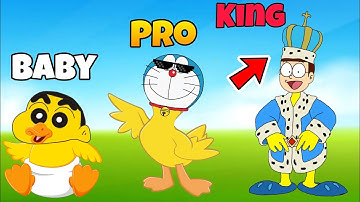 Shinchan And Nobita Play Noob Vs Pro Vs Hacker In King Duck RUN 3D 🤣🤣 | Funny Game |