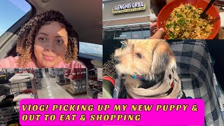 VLOG! GETTING MY NEW PUPPY + OUT TO EAT + SHOPPING!