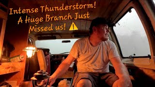 The Most Intense Thunderstorm I've Ever Camped In | Hurricane Force Wind Solo Van Camping 
