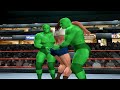 Two green vs female bodybuilder  two on one  handicap match  royal rumble  diva  mortgage 42