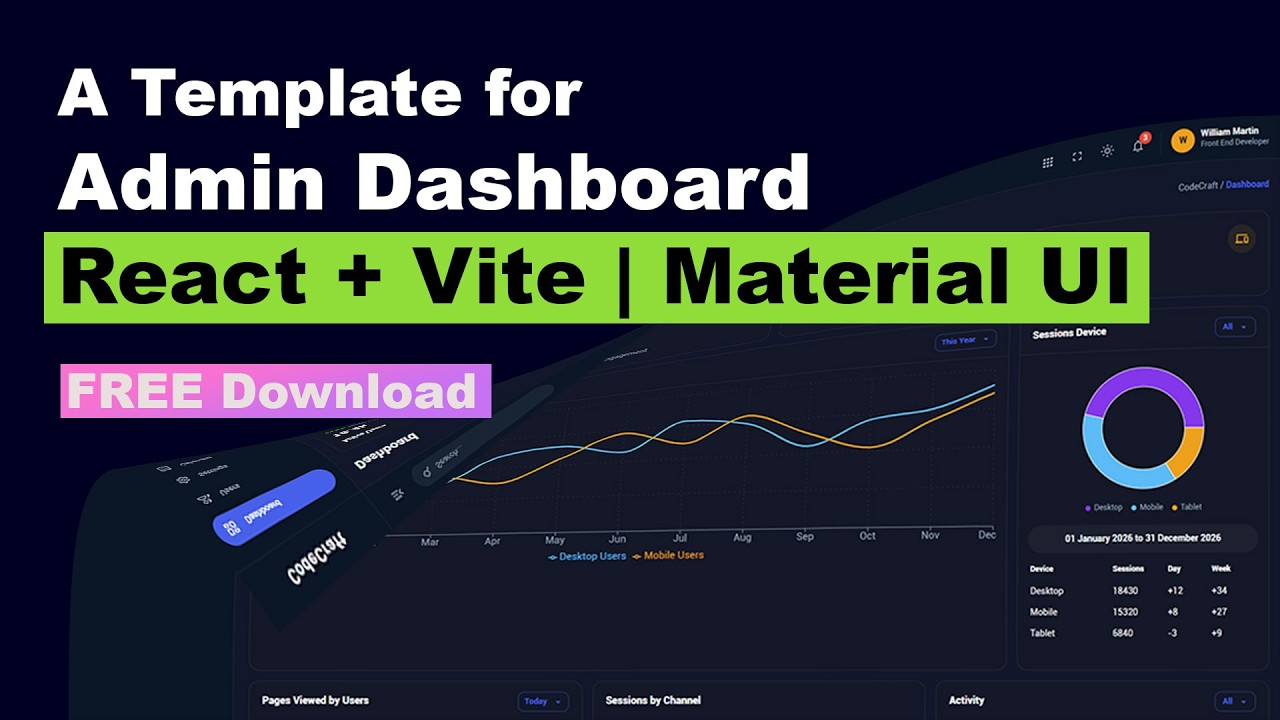 A Template for Admin Dashboard | React + Vite | Material UI - YouTube