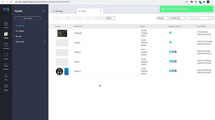 MagicInfo Services shows how to work with nested playlists