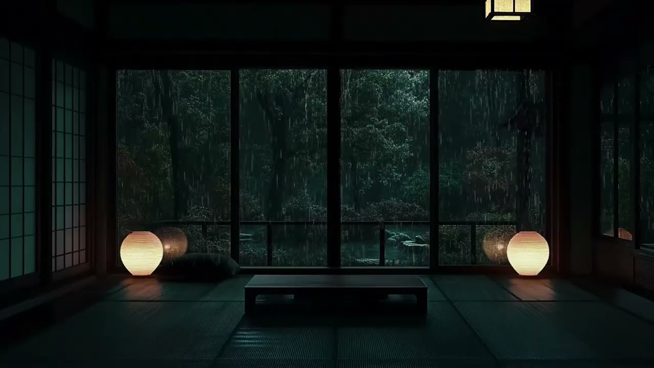 Calming Piano Sleep Music at Night | Gentle Rain Outside Window for Deep Peaceful Rest