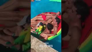 family laughing floating pool familia riendo flotando pileta