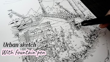 Easy Drawing by cross hatching method with fountain pen