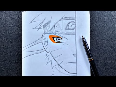 How to draw naruto kid half face step by step, Drawing naruto for  beginners