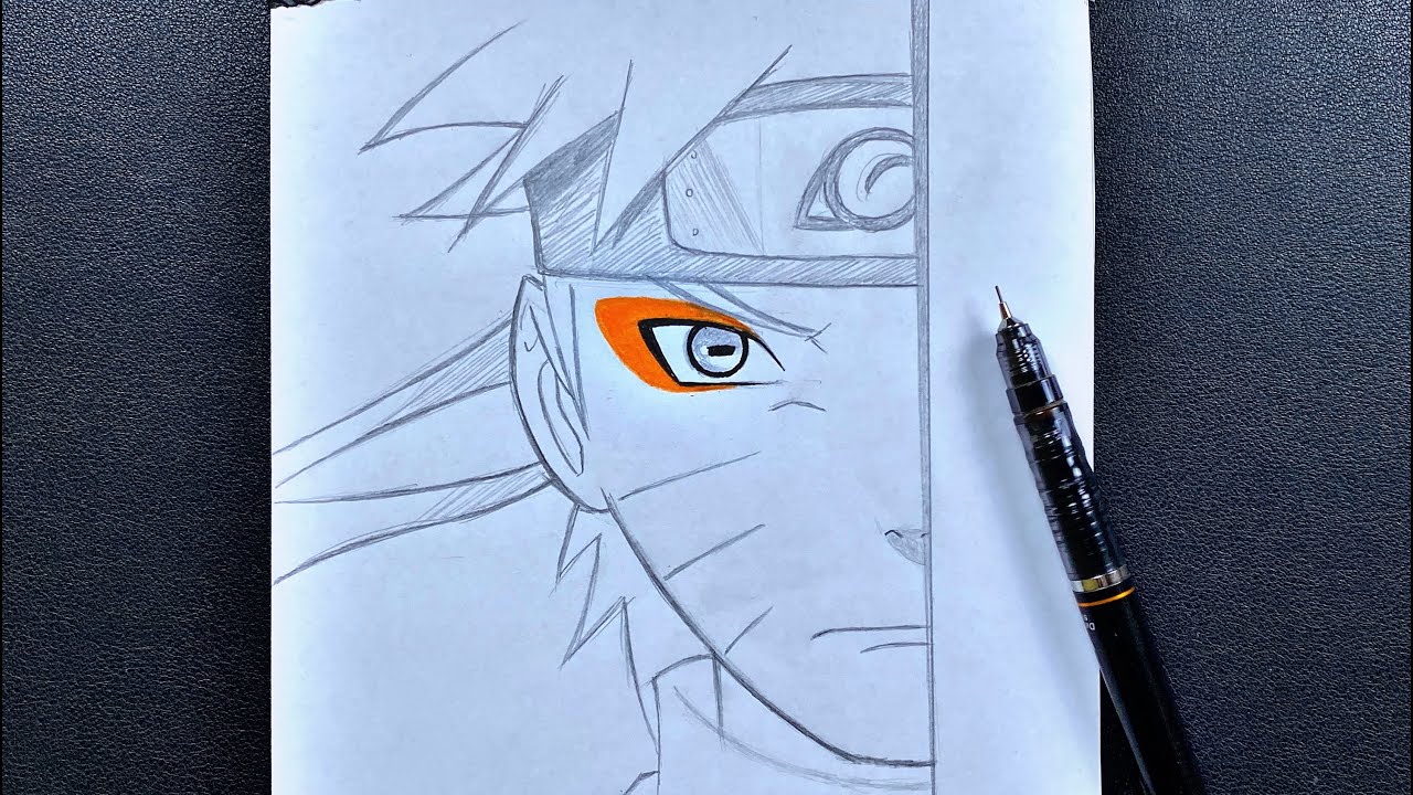 How to Draw Naruto Easy, Naruto Half face drawin