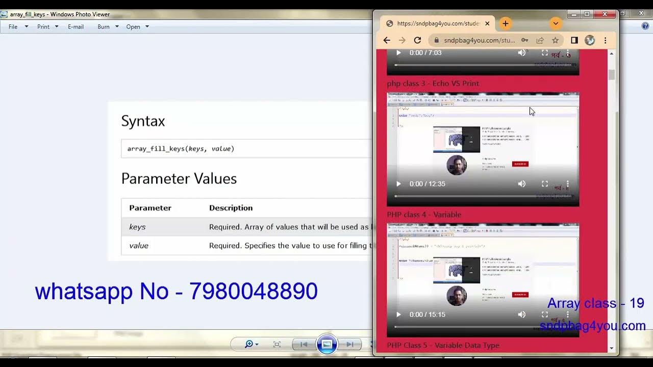 PHP ARRAY CLASS 19 || php array_fill_keys function - YouTube