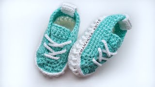 картинка: ПИНЕТКИ КЕДЫ КРЮЧКОМ/ ВЯЗАНИЕ ПИНЕТОК КРЮЧКОМ/9.5 СМ/CROCHET/ BOOTIES