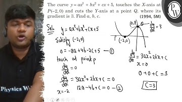The curve y=a x^3+b x^2+c x+5, touches the X-axis at ∑   P(-2,0) and cuts the Y-axis at a point Q...