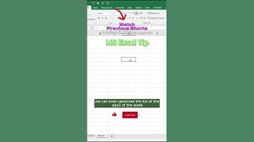 Excel Tricks And Tips| days of week | || Excel Shorts Video || #Shorts #ytshorts #excelshorts