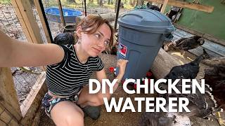 I Made This Chicken Waterer With a Trash Can! 🐔 | Summer Chicken Care