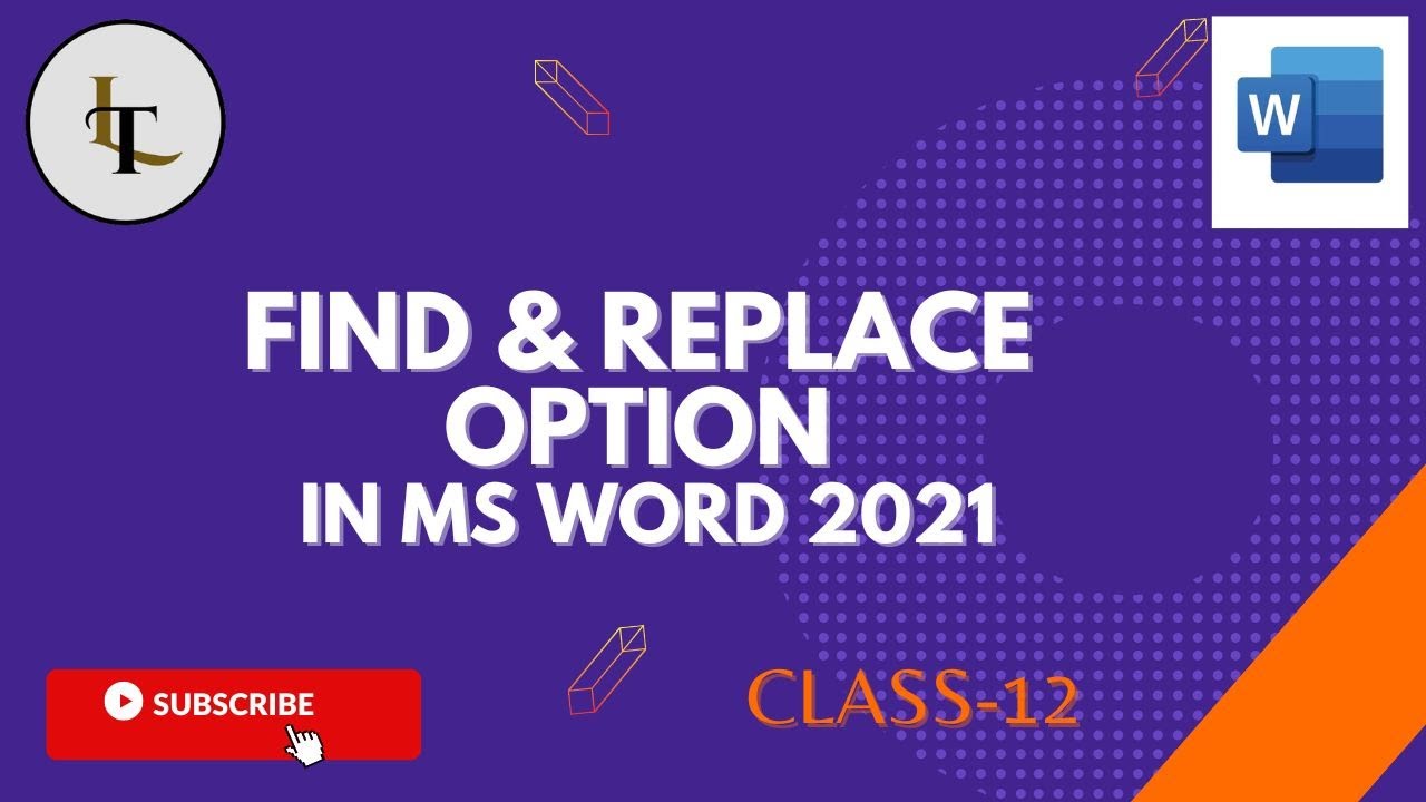 How to use find and replace option in ms word - YouTube
