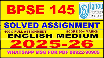 BPSE 145 solved assignment 2025-26 in English || bpse 145 solved assignment 2026 || bpse145 2025-26