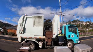 Mint Green Mini Heil Diesel ISUZU MSL Garbage Truck on Mountain Base Trash! - Tamalpais CSD