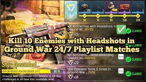 Call Of Duty Mobile Kill 10 Enemies with Headshots in Ground War 24/7 Playlist Matches Task Complete
