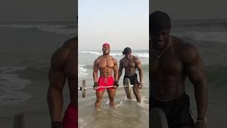 Bodybuilders At Sea Shore .