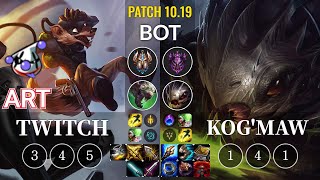 RJ Art Twitch vs Kog'Maw Bot - KR Patch 10.19