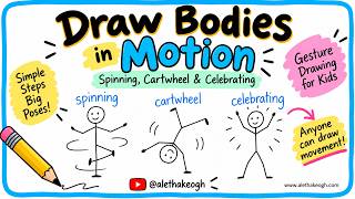🎉🤸‍♀️🌀 Gesture Drawing Easy | Spinning, Cartwheel & Celebrating l Bodies in Motion