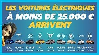 Enfin des voitures électriques pas chères à moins de 25.000 € | VW, Tesla, BYD, Renault, Citroën