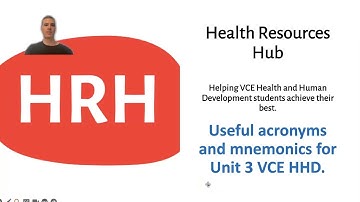 Useful acronyms and mnemonics for Unit 3 VCE Health and Human Development (HHD).