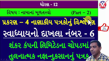 Std 12 l account part 2 l ch 4 નાણાકીય પત્રકોનું વિશ્લેષણ l part 4 l svadhyay no Example number 6