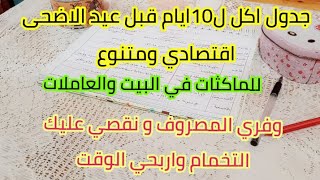 جدول اكل صيفي اقتصادي ومتنوع ل10ايام قبل عيد الاضحىوفري المصروفونقصي عليك التخمام?اربحي الوقت⏰