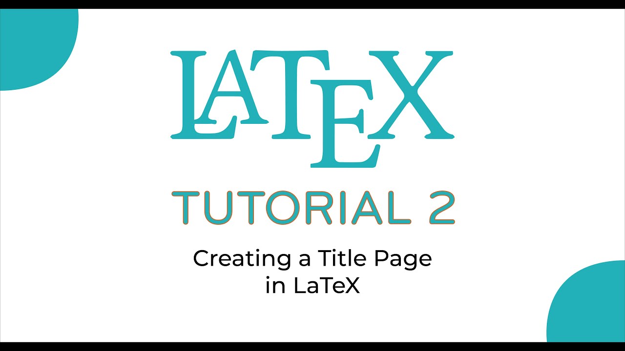 Latex Tutorial2 Title Page in Latex YouTube