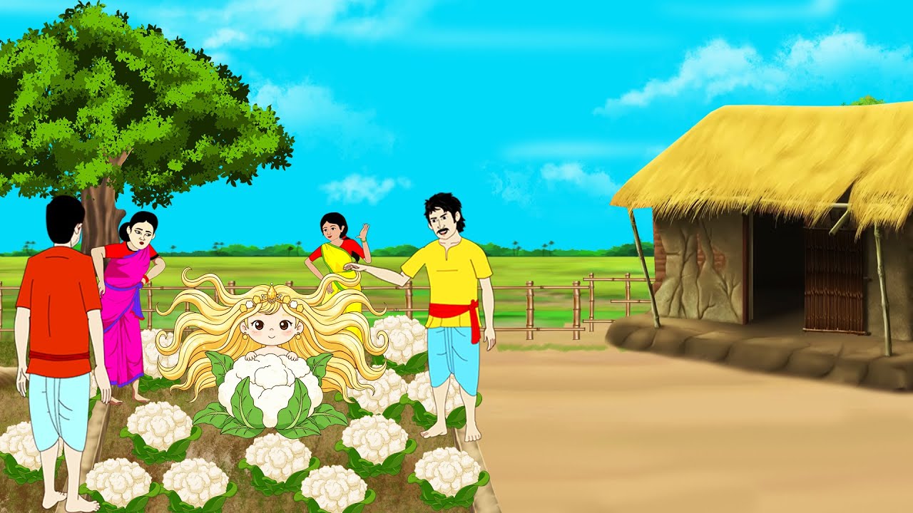 ফুলকপির মধ্যে সোনালী কন্যা । Bengali Moral Stories Cartoon । Bangla Golpo। Thakumar Jhuli । @Moina