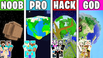 Minecraft NOOB vs PRO vs HACKER vs GOD: FAMILY PLANET BASE Challenge in Minecraft!